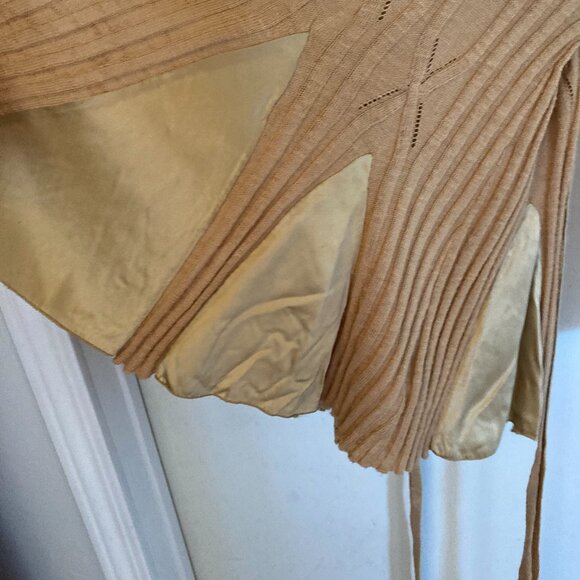 Vintage Anthropologie Knitted & Knotted Gold Cardigan Sweater MED - Picture 10 of 10
